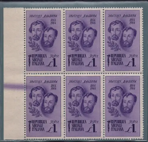 Brüder Flagge 1 Lira Block mit chirurgischem Schnitt - MNH