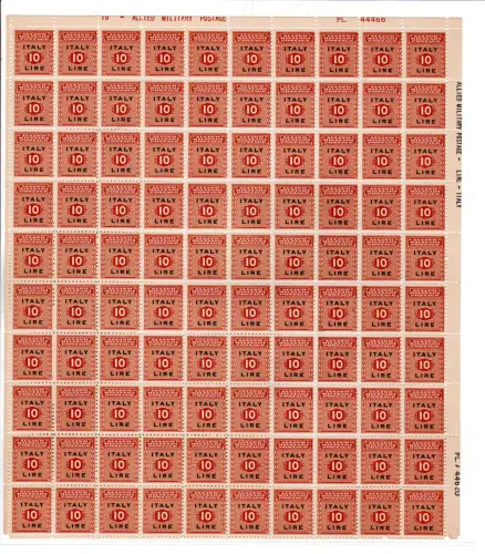 Sizilien Occ. AMGOT Alliierte Nr. 1/9 Serie im 100er Bogen - MNH