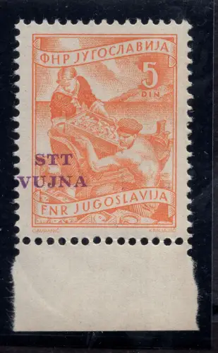 Triest B - Economia 5 d. orange Nr. 98 unveröffentlichter verschobener Aufdruck