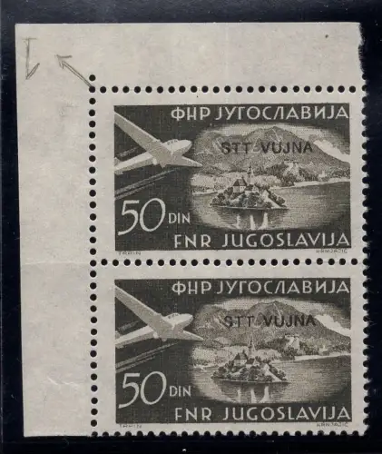 Triest B - Luftpost 50 d. Paar, Gravur 1 am Rand