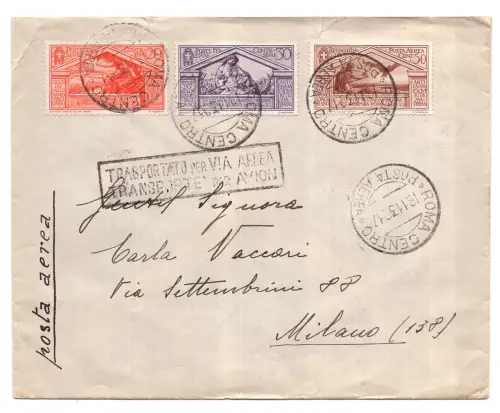 Virgilio P.A. Nr. 21 im Luftumschlag von Rom nach Mailand