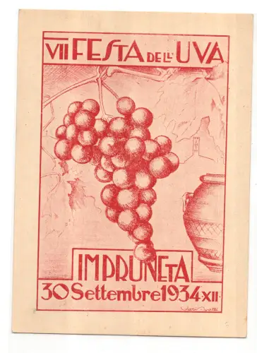 VII Fest der Trauben Impruneta - Postkarte Cent. 15 Imperiale