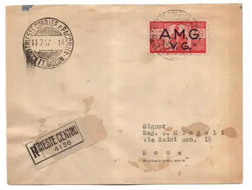 AMG. Sehr guter Zustand - Democratica Lire 100 auf Einschreiben