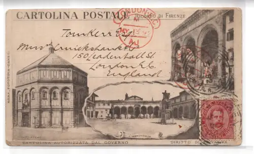 Erinnerung an Florenz - Regierungsgenehmigte Postkarte für Dänen