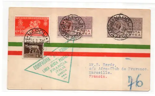 Air Union Flug Neapel - Marseille vom 24.1.30 Longhi Nr. 2071