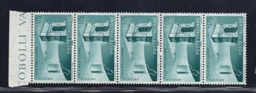 1958 Freundschaft Italien Brasilien Farbzeile Druckhaar - MNH