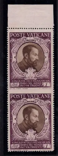 Konzil von Trient 1 Lira ungezahntes Paar in der Mitte - MNH