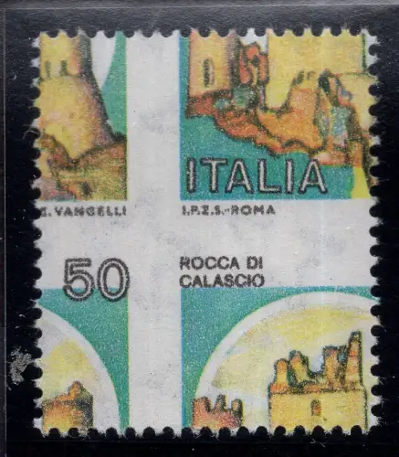 Castelli Lire 50 Nr. 1508 in beide Richtungen verschobene Verzahnung - MNH