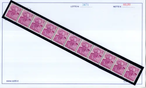 Michelangelo Lire 15 Nr. 902 Streifen von 11 aus Spule - MNH