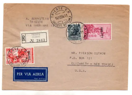 Luftpost Lire 300 Kapitol + Ergänzungen auf Umschlag Racc. auf dem Luftweg