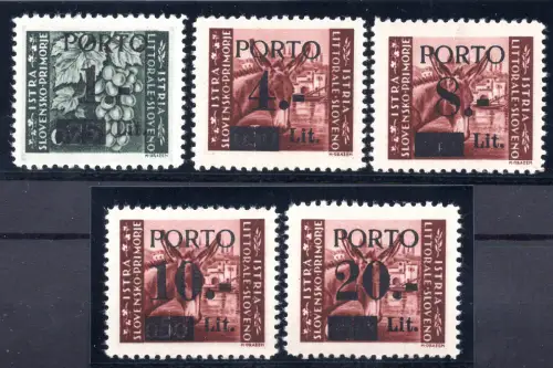 Slowenische Küste - Steuermarken Hafen Nr. 1/II - 5/II komplette Serie