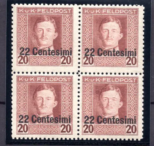 Friaul Occ. Österreichisch - Cent. 22 auf 20 h n. 9ba Verzahnung 11,1/2