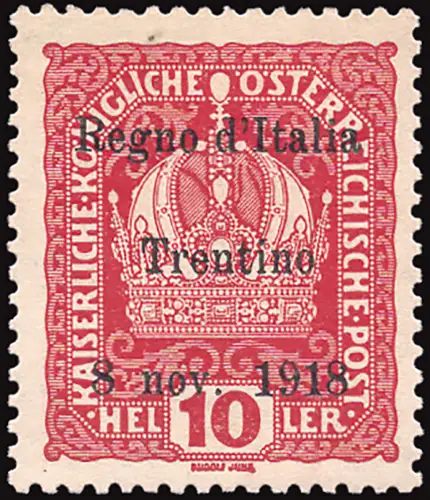 Trentino Südtirol - 10 h. Lack Nr. 4d mit Tippfehler 8 Nov.