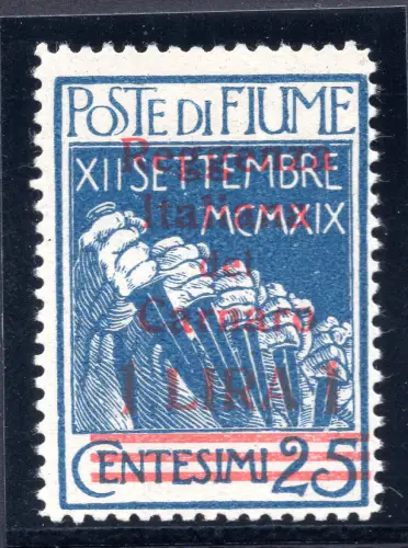 Fluss - Italienische Regentschaft Carnaro 1 Lira auf ca. 25 I. Auflage