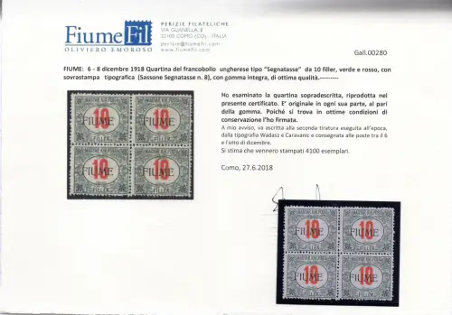 Fluss - Steuermarken 10 f. Nr. 8 Viertel in sehr guter Qualität