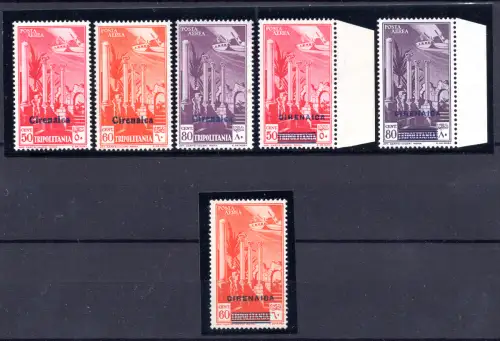 Kyrenaika - Luftpost aufgedruckt Nr. 1/5 + nicht ausgegeben