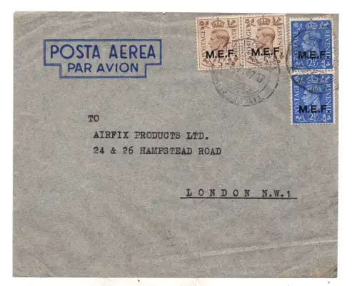 M.E.F. London Luftauflage von Bengasi nach London