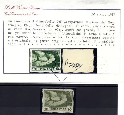 Montenegro - Serto della Montagna Sorte Nr. 61g - MH