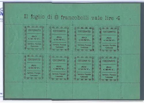 Kommunale Postdienste Cocconato Kleinbogen Nr. 2 - M