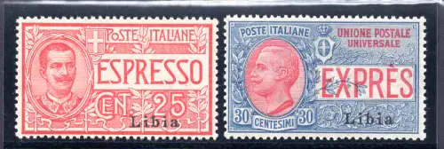 Libyen - Espressi Cent. 25 und 30 n. 1/2 Aufdruck Typ I