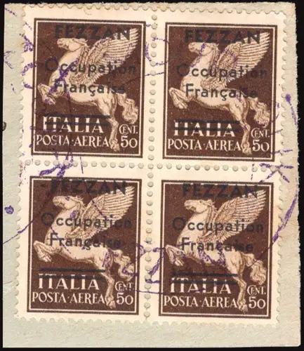 Fezzan Occ. Französisch - Luftpost Cent. 50 Nr. 1 Viertel gebraucht