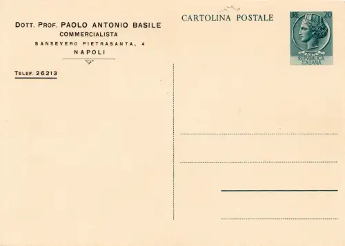 C.P. Lire 20 Syracusana n. C 153 mit Absenderangaben