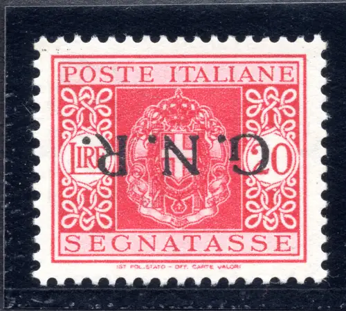 GNR Segnatasse Lire 20 n. 59. Aufdruck umgedreht, signiert - postfrisch