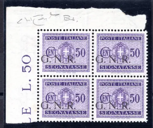 GNR Segnatasse Cent. 50 Brescia Nr. 53 / Die Sorten in Quartina - MNH