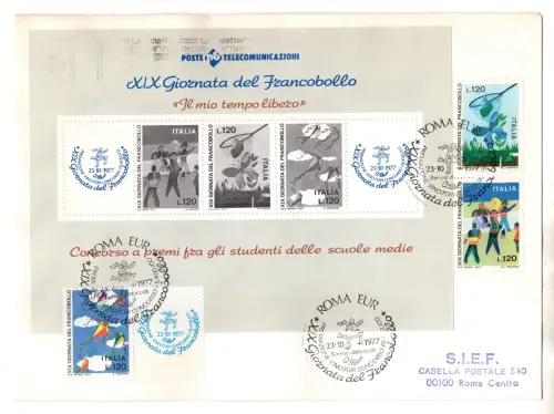 1977 - 19. Tag der Briefmarke Erinnerungsbogen auf Umschlag