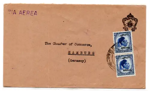 Unabhängiges Libyen - König Idris 20 m. Offiziell auf Umschlag für Deutschland