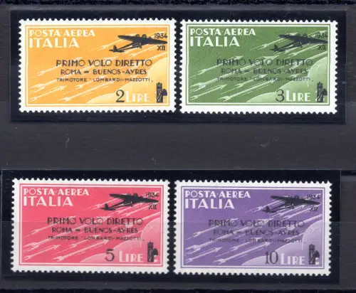 Roma - Buenos Aires P.A. n. 56/59 Flug Francis Lombardi - MNH