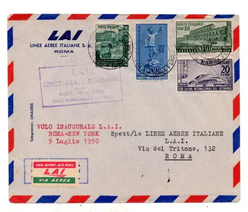 LAI Flug Rom New York vom 5.7.50 - Unesco Serie