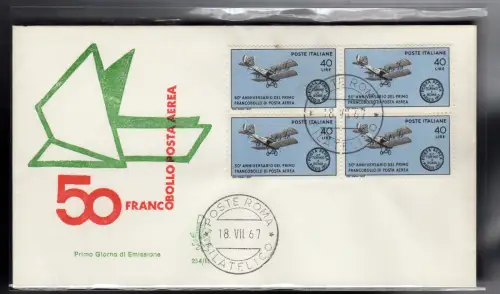 Italia FDC Venetia 1967 50. Luftpost Viertel nicht gereist