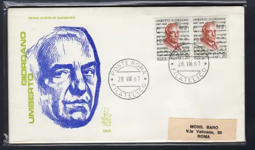Italien FDC Venetia 1967 Jordano Paar reiste nach Italien