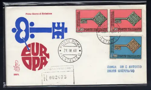 Italien FDC Venetia 1968 Europa gereist Racc. für Italien 828