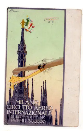 Milano Circuito Aereo Internazionale 1910 Postkarte
