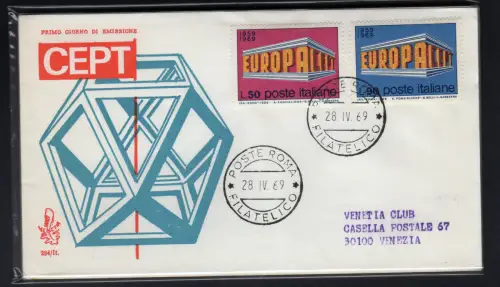 Italien FDC Venetia 1969 Europa reiste nach Italien