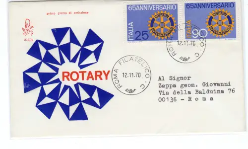 Italien FDC Venetia 1970 Rotary Club reiste nach Italien