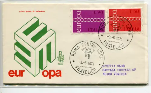 Italien FDC Venetia 1971 Europa reiste nach Italien