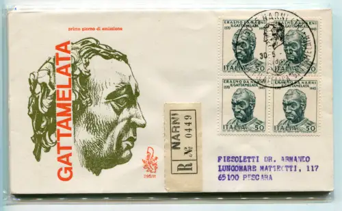 Italien FDC Venetia 1970 Erasmus da Narni Viertelreise Racc. für Italien