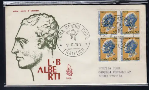 Italien FDC Venetia 1972 Alberti Viertelreise nach Italien
