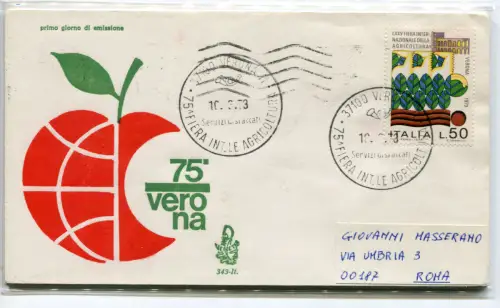 Italien FDC Venetia 1973 Fiera di Verona reiste nach Italien