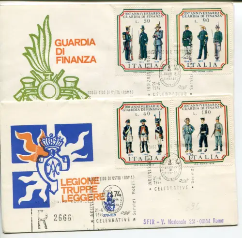 Italien FDC Venetia 1974 Guardia Finanza voyata Racc. für Italien