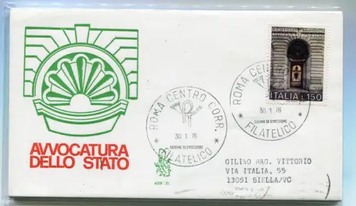 Italien FDC Venetia 1976 Rechtsanwalt nach Italien gereist