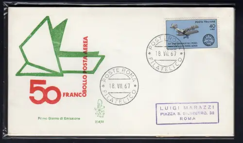 Italia FDC Venetia 1967 50. Luftpost reiste nach Italien