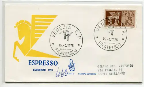 Italia FDC Venetia 1976 Espresso L. 300 gereist Exp. für Italien