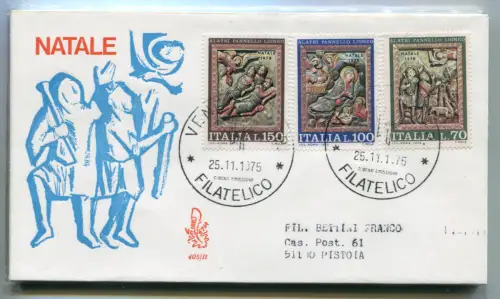 Italien FDC Venetia 1975 Weihnachten nach Italien gereist