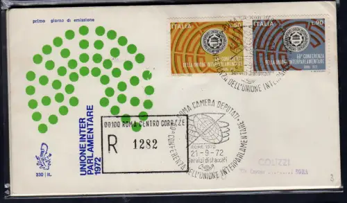 Italien FDC Venetia 1972 Interparlamentarische Union gereist Racc. für Italien