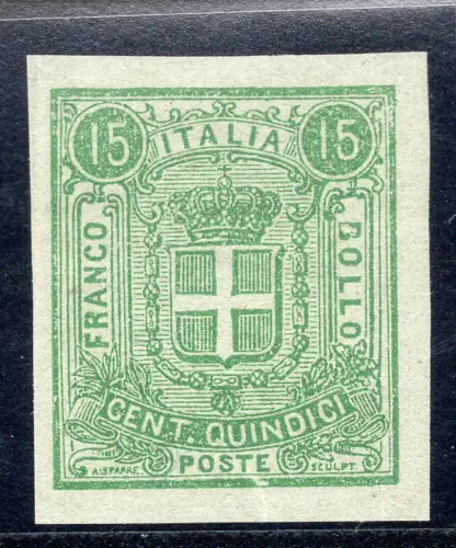 Saggio Sparre - Cent. 15 Wappen von Savoyen auf gelblichem Papier gedruckt