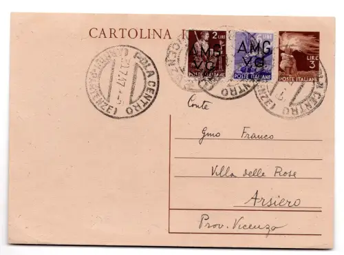 AMG.VG.-Democratica L.6 Postkarte Italiens von L.3 Democratica